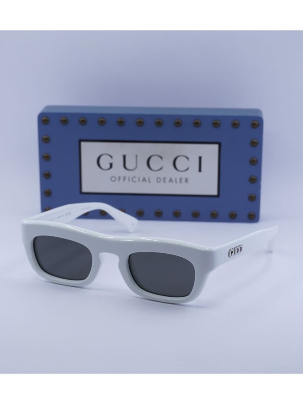 Gucci GG1777S 004 Square Unisex Sunglasses - White / Grey